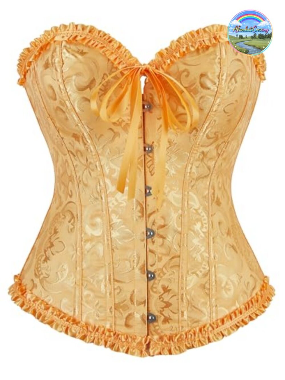 Lace Up Corset Top Overbust Bustier Body Shaper Floral Jacquard